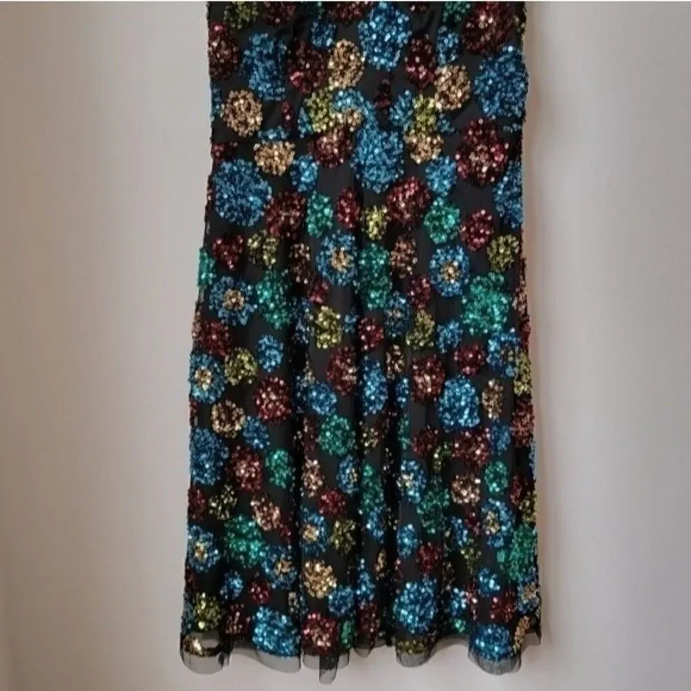 NWT Anthropologie Eva Franco Multicolor Sequined Holiday Party Midi Dress - Picture 13 of 16